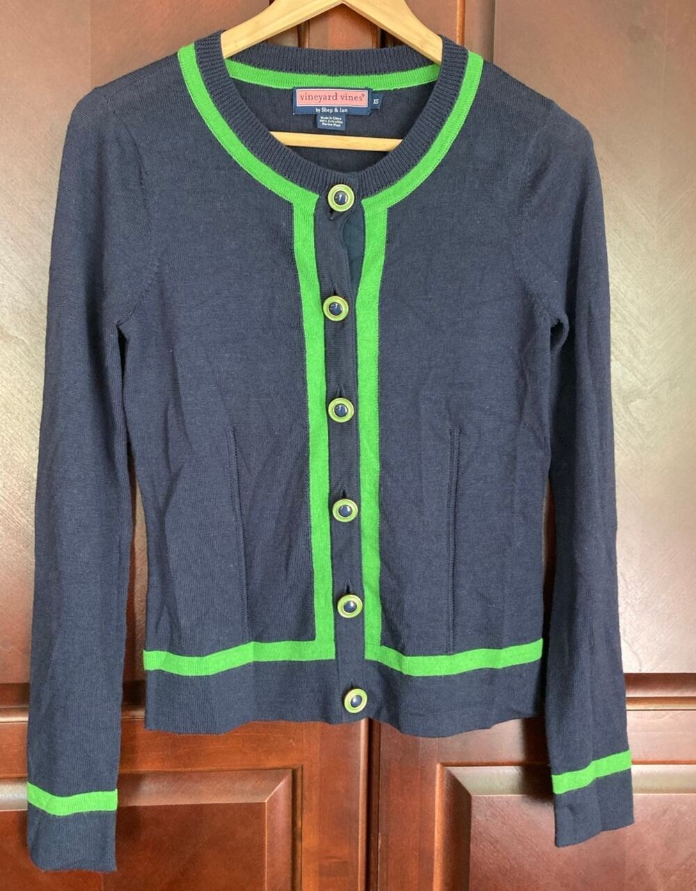 Vineyard Vines by Shep & Ian-Old Money Coastal Navy Green Button Up Merino-XS
